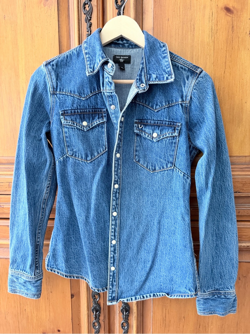 True Religion Blue Denim Button-Down Shirt